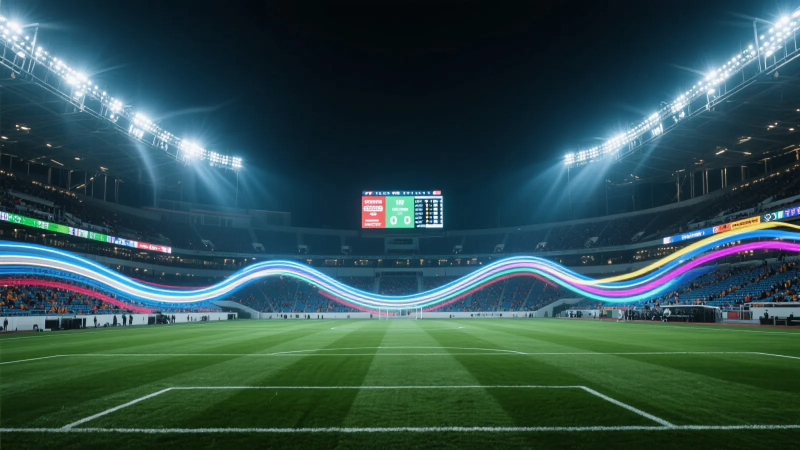 体育场全景与动态灯光